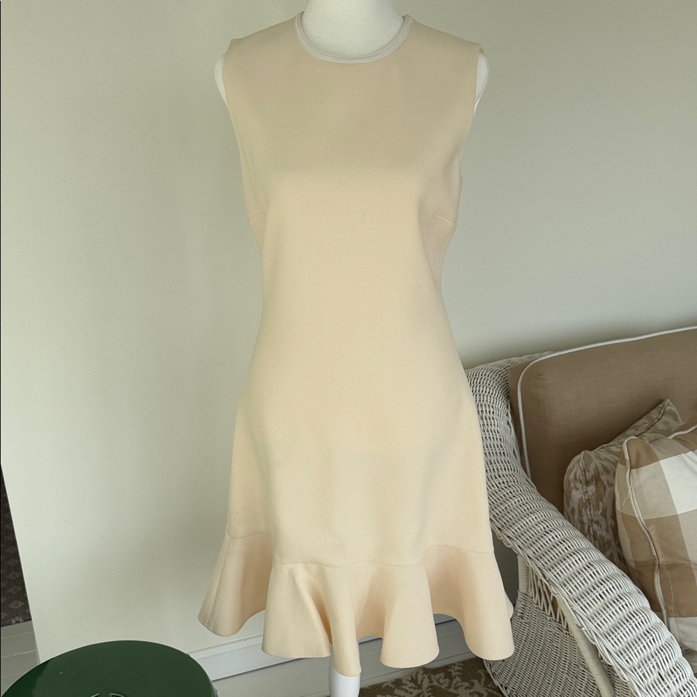 Victoria Beckham Sleeveless Ruffle-Hem Mini Dress in Cream